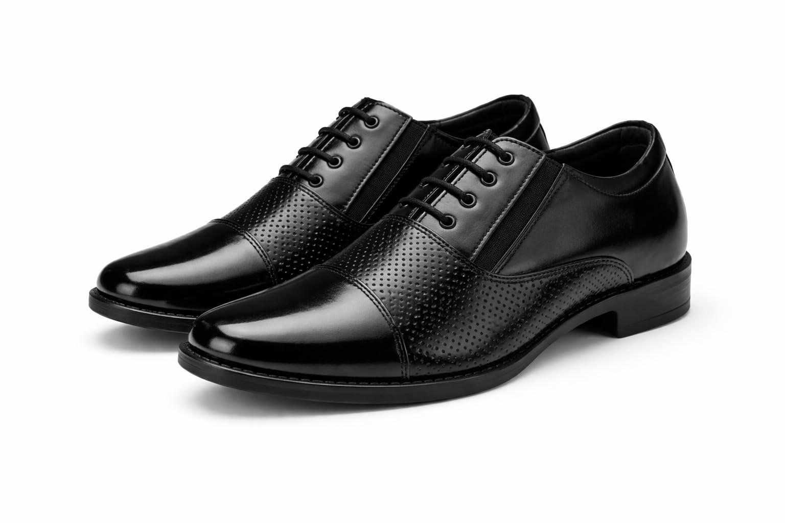 BROADX Men's Stylish Comfortable Black Leather Dress Shoes, 8000B Lace up Formal Shoe's Elegant & Comfortable Office Wear Oxford Style Color Black-image-49
