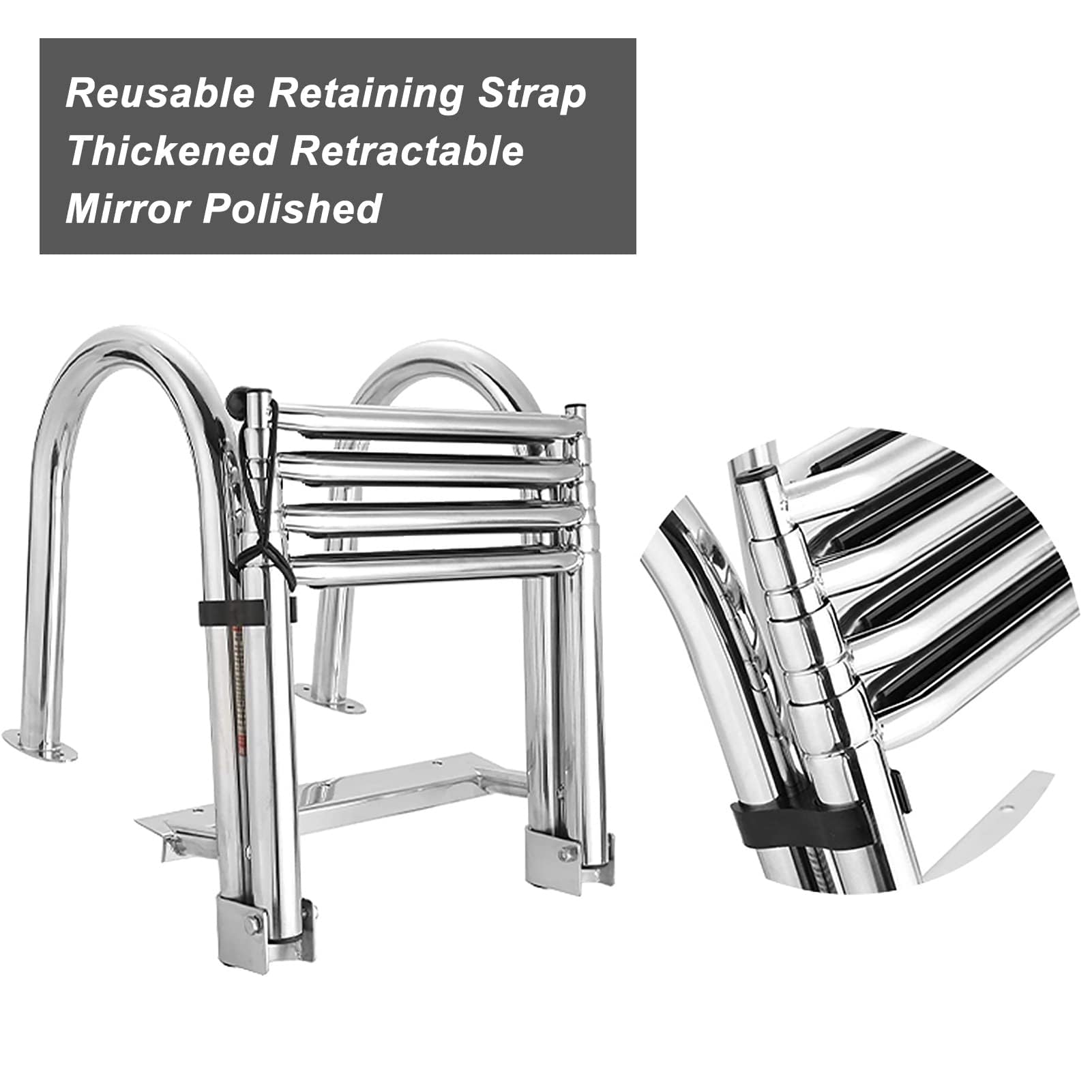 Scaletta per Barche Scaletta Galleggiante Pieghevole Telescopica/Scaletta per Barche, Scalette per Piscina/Yacht/pontone in Acciaio Inossidabile a 4 Gradini, con Corrimano e Gradini Antiscivolo