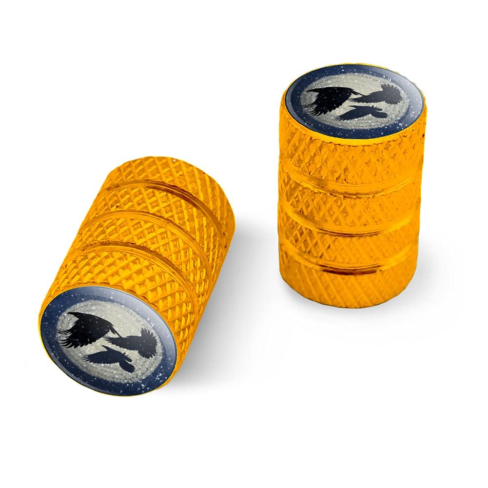 Ravens Flying Through Snow Motorcycle Bicycle Bike Tire Rim Wheel Aluminum Valve Stem Caps