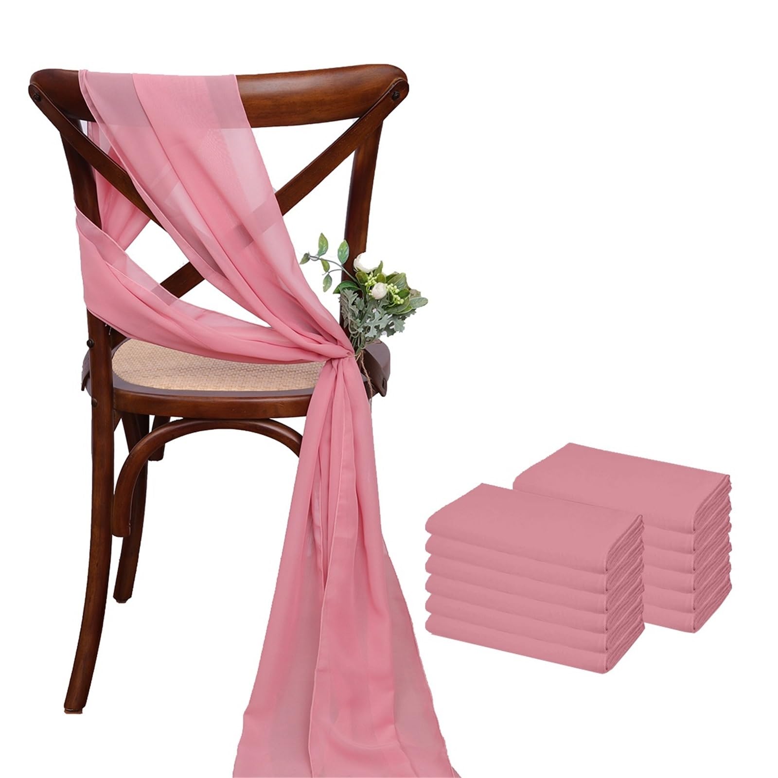 RRYPBOVG Chair Ribbon 17x275cm Sage Green Chiffon Chair Sashes Wedding Covers Ribbon Party Aisle Decor(Dark pink,50PCS)