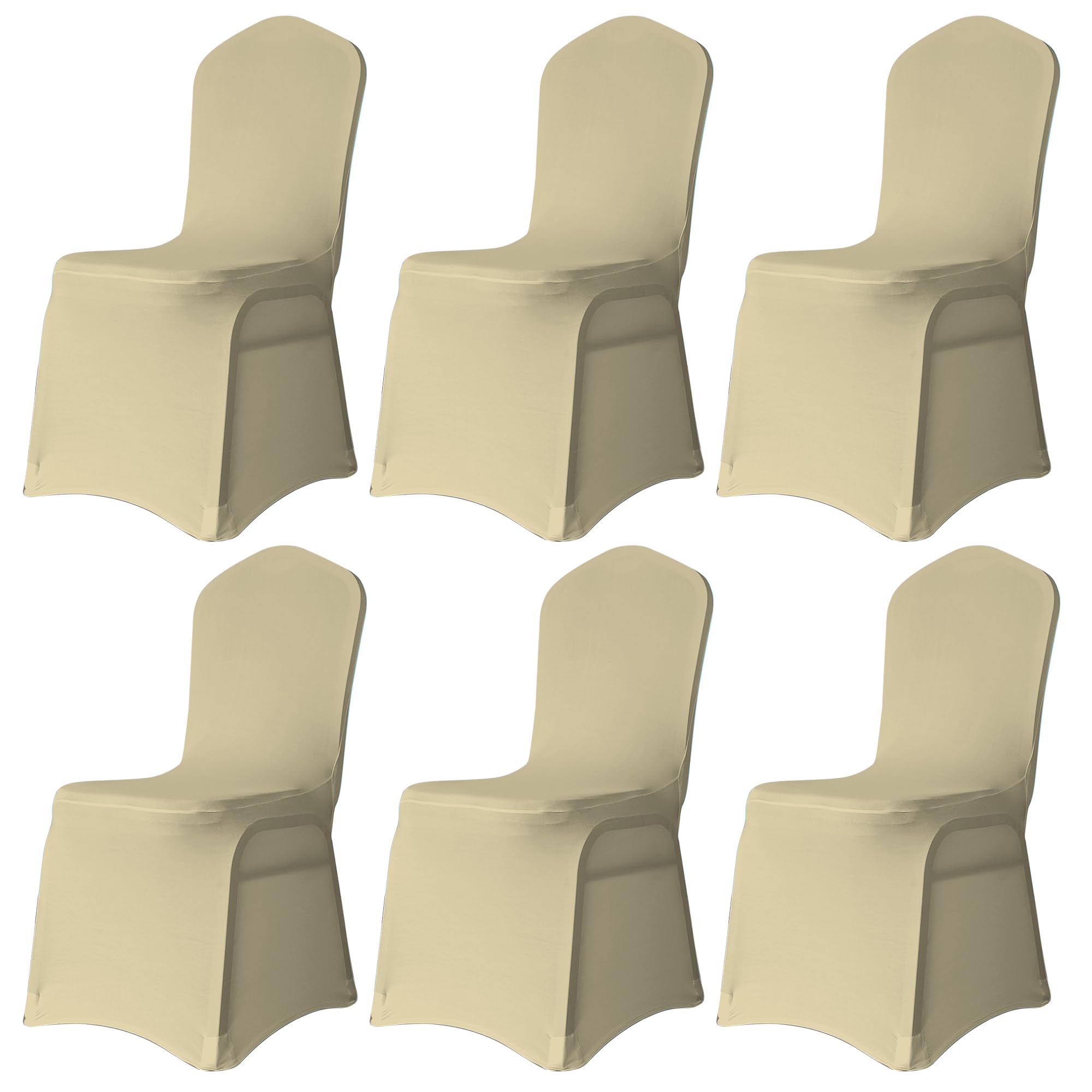 Trimming Shop Wedding Chair Covers Flat Front Design, Champagne, Pack of 6