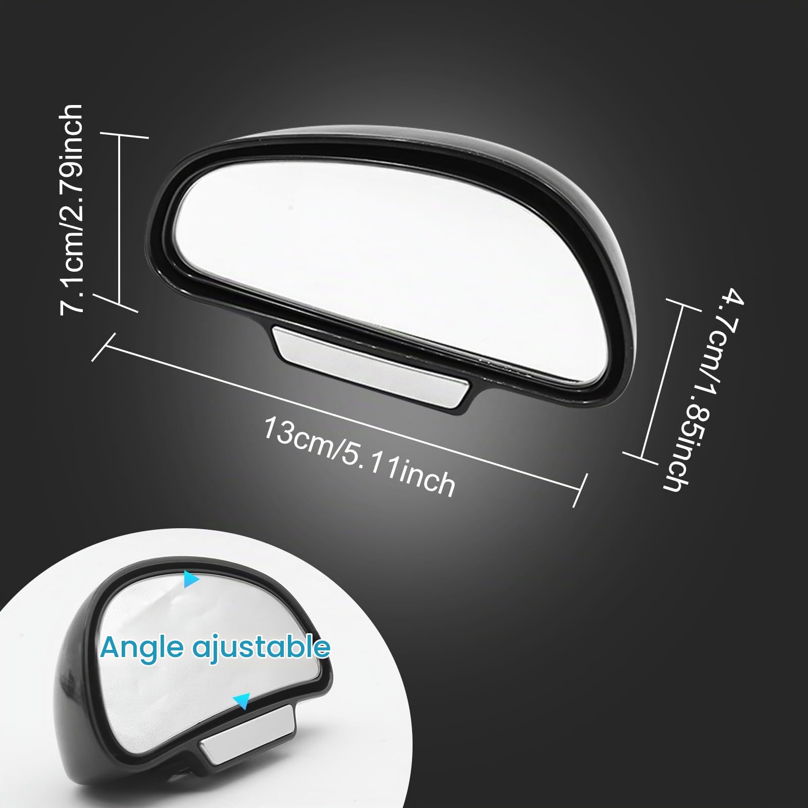 Rétroviseur d'angle mort réglable à 360 degrés pour voiture (gauche + droite)
