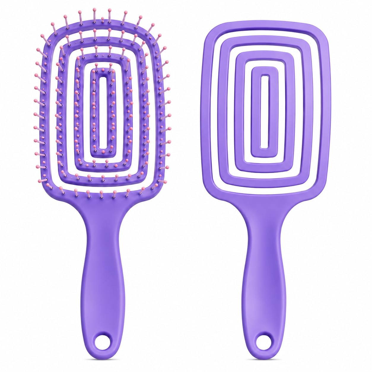 ZZF Detangling Hair Brush with Soft Ball Tip Bristles, (PURPLE) | Flexible Vented Paddle, Wet & Dry Hair, Gentle on Scalp, Easy Hanging Loop, Lightweight-picture-30