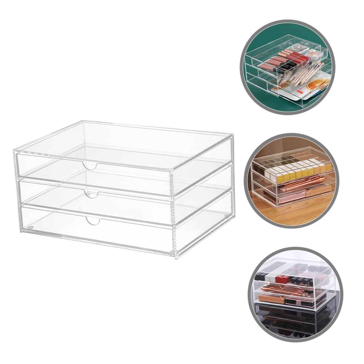 Mikikit Organizer da Scrivania Trasparenti Design Strati Contenitore per Cosmetici e Articoli Vari Resistente e Pratico