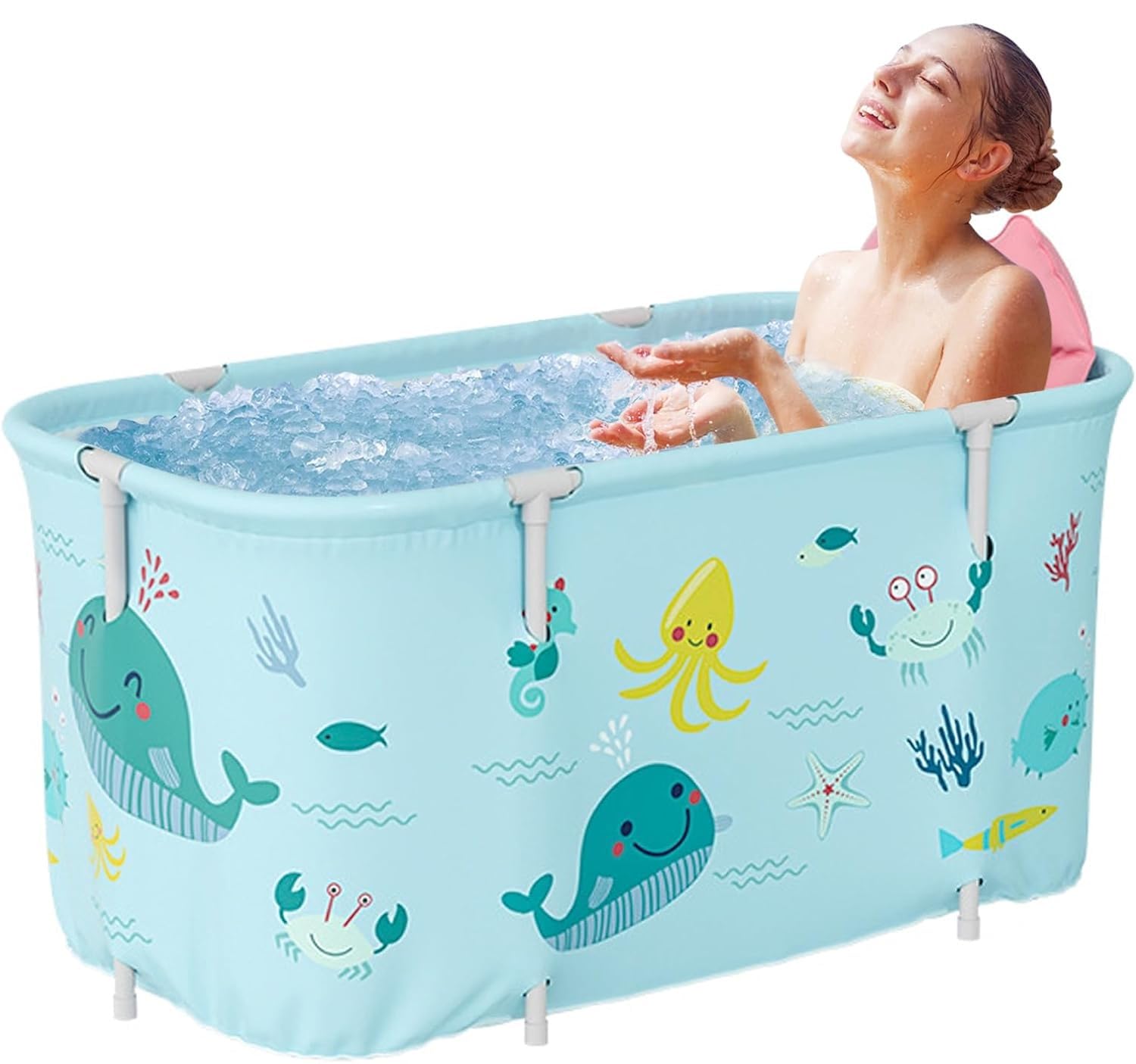 Luteti Portable Bathtub,Foldable Freestanding Bathtub,Japanese Soaking Tub,Shower Stall Bathtub,Bathroom Folding SPA Tub For Adults,Boys And Girls,Outdoor/Indoor Hot Ice Bath