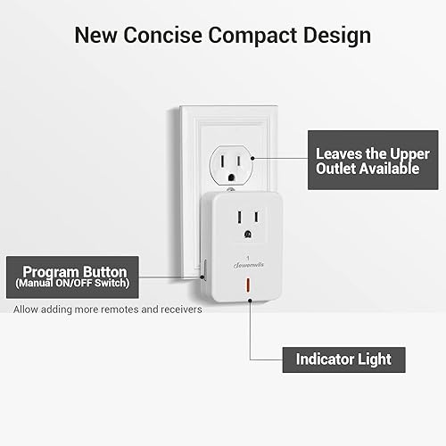 Miniatura 3 de DEWENWILS Remote Control Outlet Plug Wireless On Off Power Switch, Programmable Remote Light Switch Kit, 100ft RF Range, Compact Design, ETL Listed