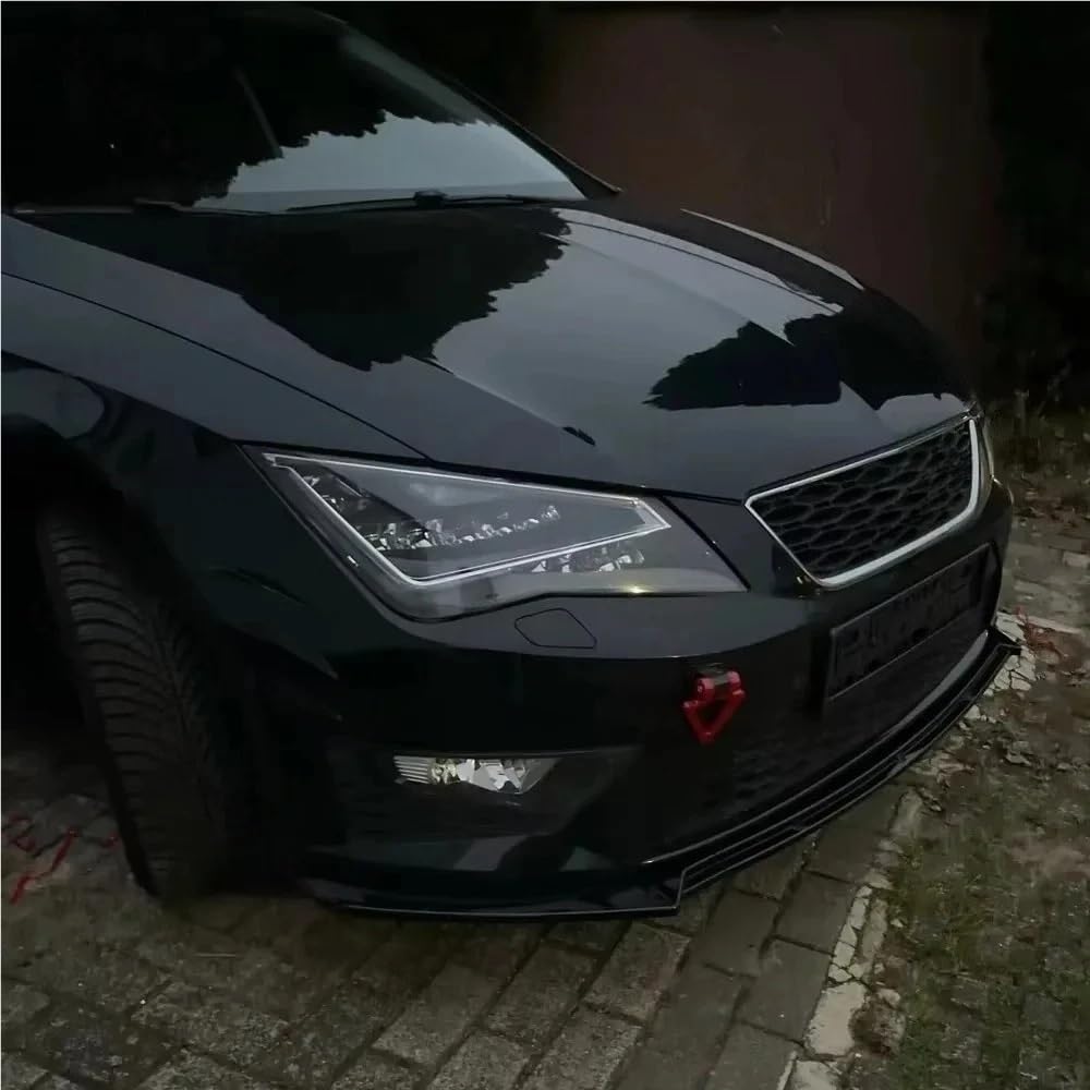 Kompatybilny z Seat Leon 5F MK3 MK3.5 2012-2019 3 sztuk Maxton Style przedni spojler zderzaka Spoiler Splitter Tuning dyfuzor akcesoria czarny błyszczący(MK3 Gloss Black)