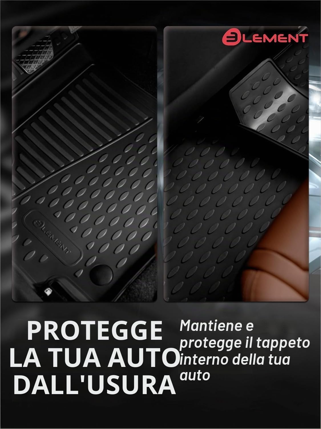 Element - Set di tappetini in gomma 3D adatti per Jeep Avenger | 2023 – oggi, 100% su misura, tappetini in gomma per auto, tappetini in gomma per auto