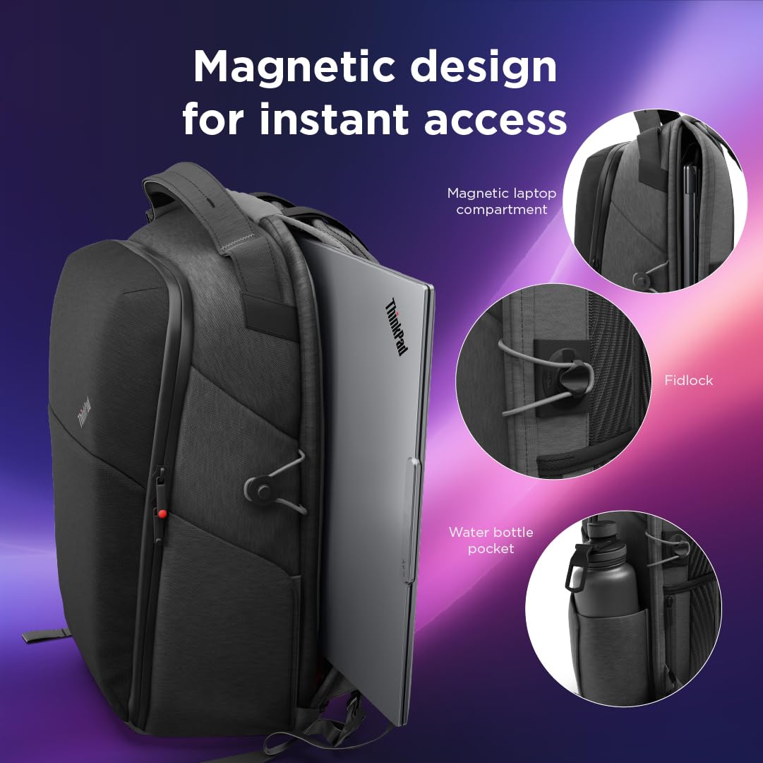 Lenovo ThinkPad 16" Click-Go Backpack Aura Edition, zaino per notebook fino a 16" con chiusura magnetica Fidlock, 18L, vano tablet e 12 tasche