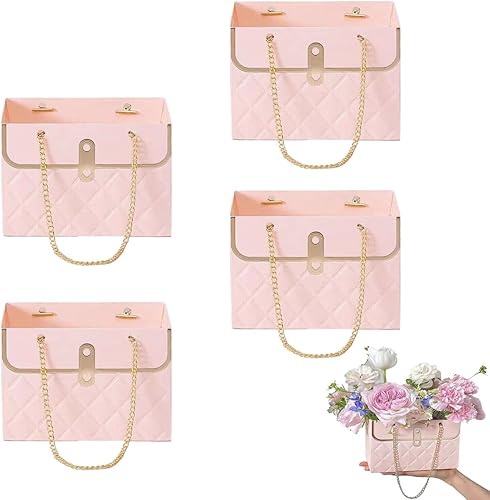 lfjfaecx 4 cajas de papel de flores para ramos cubo de almacenamiento bolsa de floristería bolso de mano cesta de envoltura de ramo de flores caja