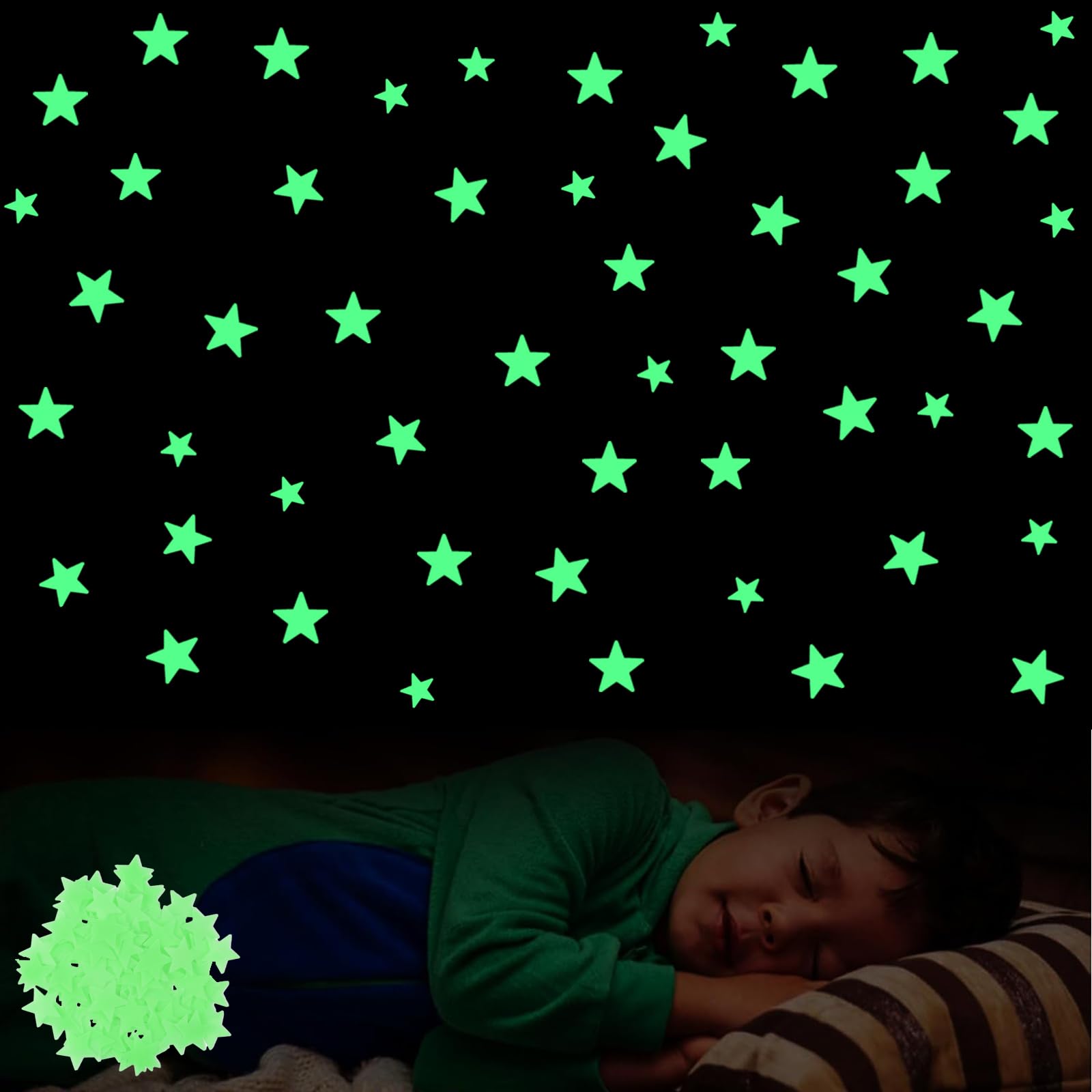 200 Autocollants étoiles Et Lune Phosphorescents - Décoration Plafond Chambre Enfant (tailles 3 à 4,3 Cm) - 2