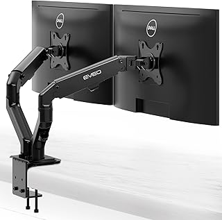 EVEO Premium Dual Monitor Stand 14-27" - Ergonomic Monitor Stands for 2 Monitors, Dual Monitor Mount Desk, Swivel VESA Bracket, Computer Monitor Stand, Dual Monitor Stand for Desk - Easy to Setup