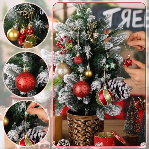 LEIFIDE 150 Pcs Christmas Ornament Hooks with Storage Box Christmas Mixed Ornament Gold Brass Hooks Set Holiday Miniatures Hangers Bendable Metal Wire Hanging Hook Party Decor for Tree Mantel Cabinet