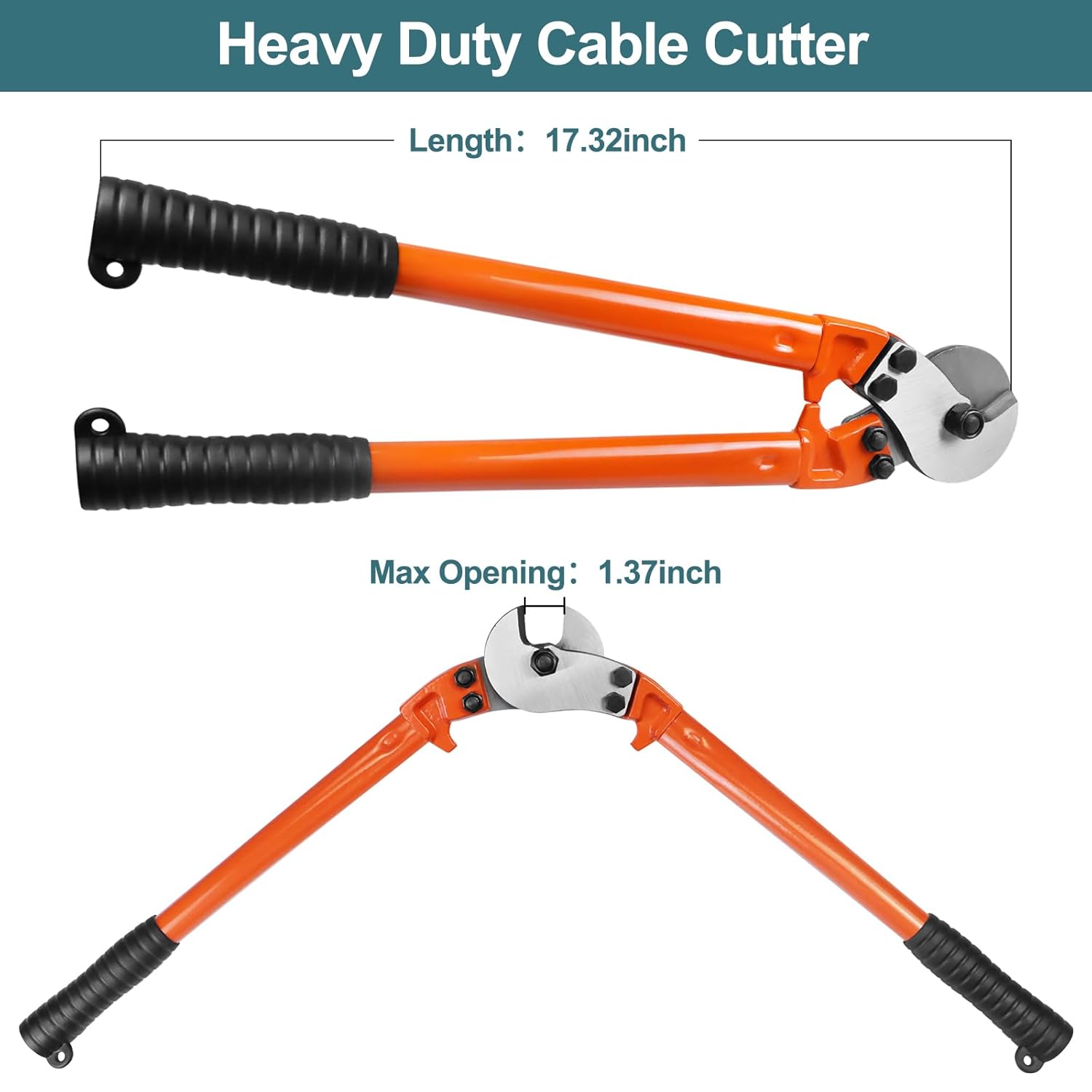 BLIKA 18'' Heavy Duty Cable Cutter, Steel Cable Cutter for Cable Railing, Cuts Up to 5/16" Stainless Steel Wire Rope, Copper and Aluminium Cables
