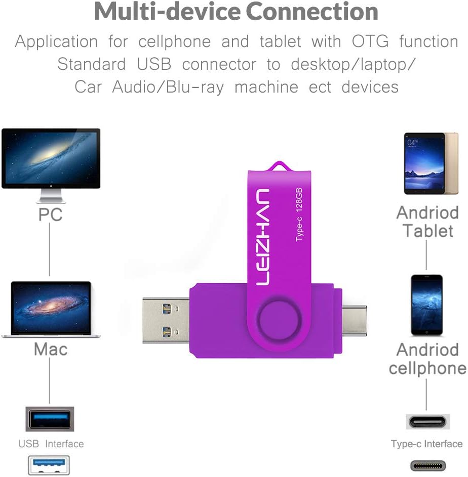 Hottest Sale leizhan 128GB USB Flash Drive USB 3.0 Type C Phone Picture Stick for Samsung Galaxy S10+, S10e, S10,S9, Note 9, S8, S8 Plus,Google Pixel XL Thumb Drive, Purple Exclusive Discount 70% Price leizhan 128GB USB Flash Drive USB 3.0 Type C Phone Picture Stick for Samsung Galaxy S10+, S10e, S10,S9, Note 9, S8, S8 Plus,Google Pixel XL Thumb Drive, Purple