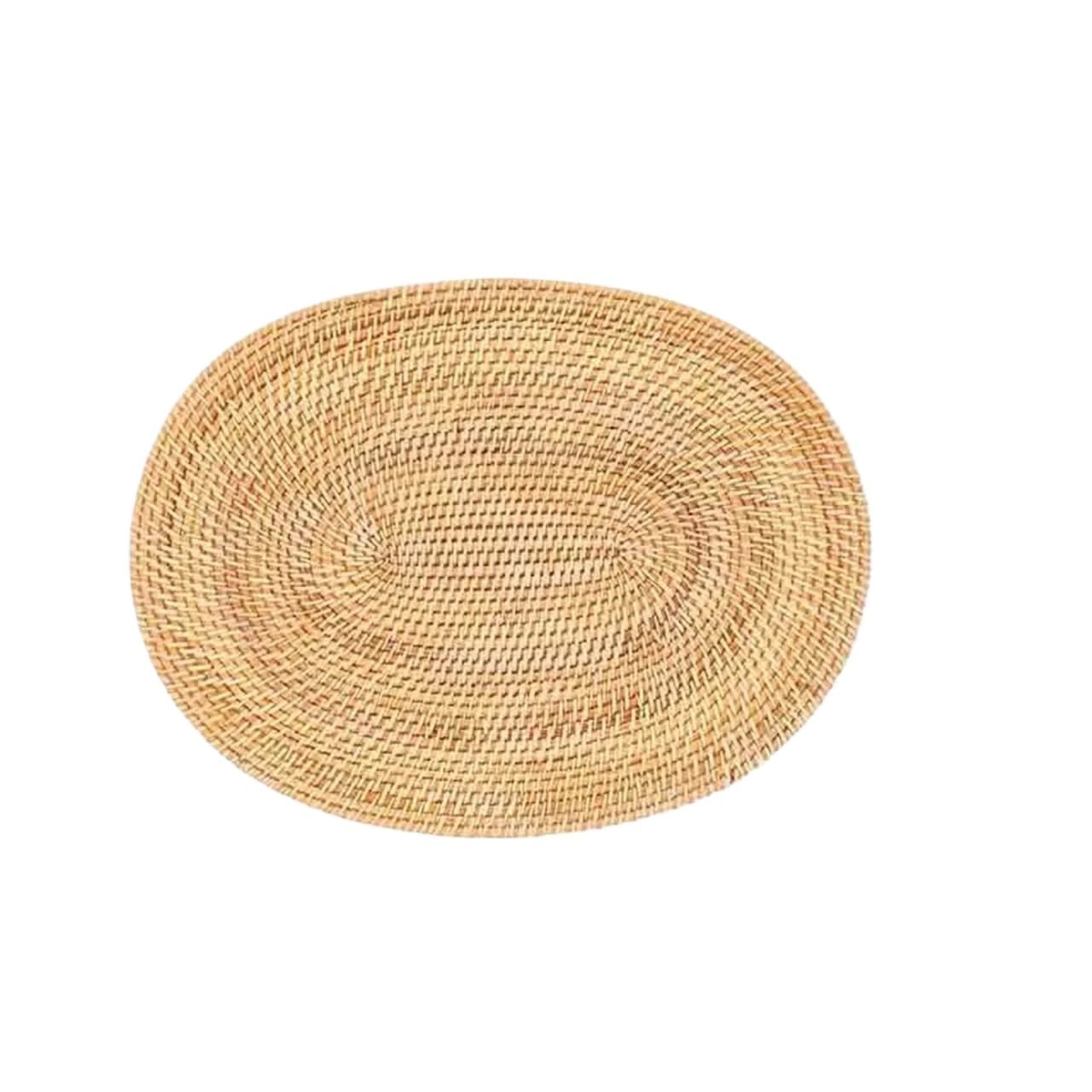 4 Stück ovales Rattan-Tischset, Rattan handgewebt Für Tisch | Teezeremonie-Zubehör, geeignet for Esszimmer, Küche