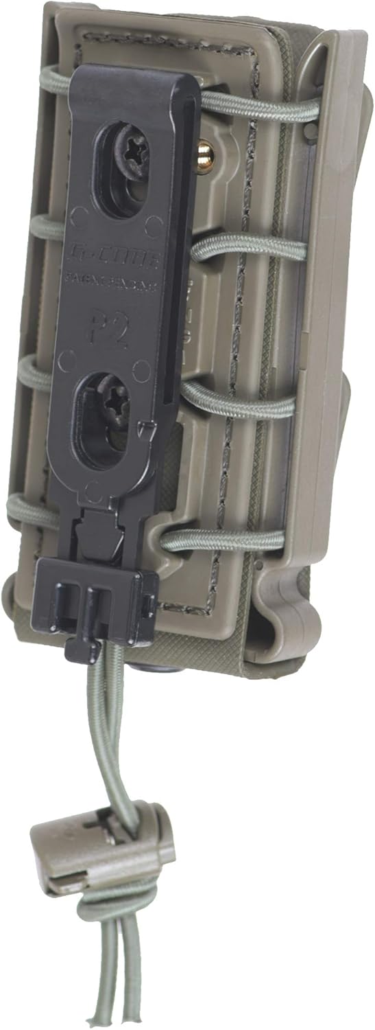 (OD Green) Soft Shell Scorpion -Tall- Pistol Mag Carrier with P2 Operator Belt Mount Clip 100% Made in The USA (1153-4B)