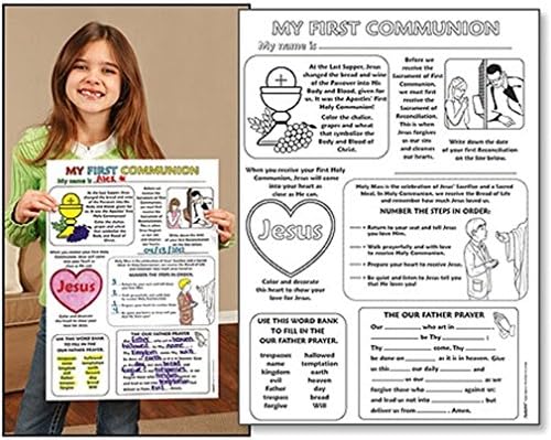 Christian Brands My First Communion Color Your Own Poster Arts and Craft Activity, Pack of 50