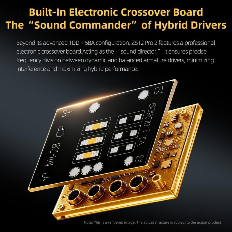 Miniatura 7 de KZ ZS12 PRO Auriculares con monitor de oído de 2 pulgadas, 5BA+1DD 6 auriculares híbridos para juegos con cable, sonido de claridad de alta