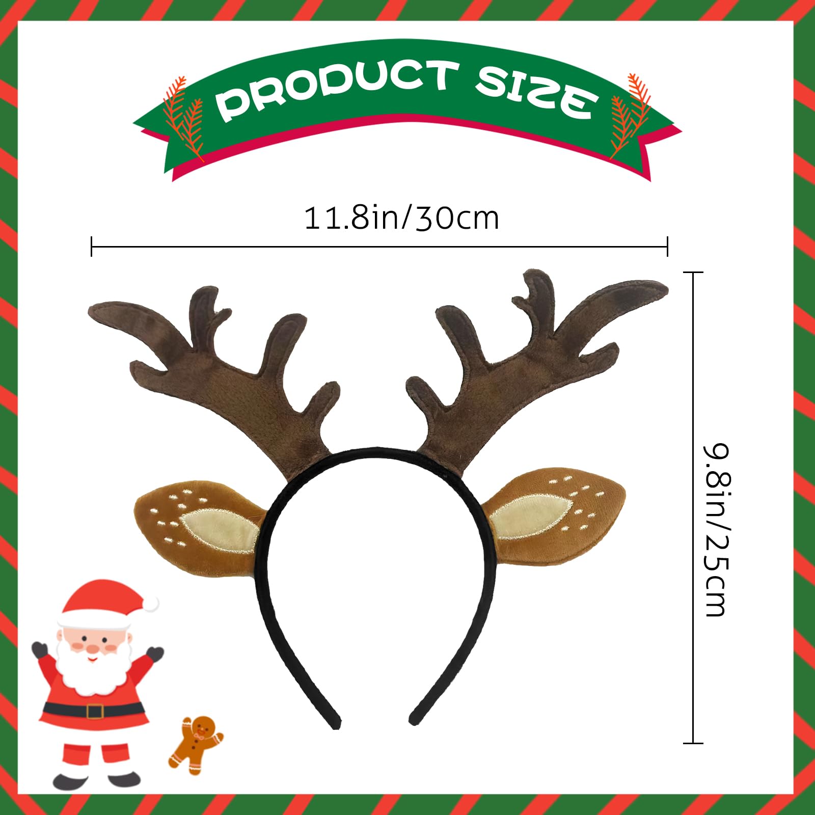 Reindeer Headbands for Adults Kids Headband Reindeer, Realistic Dark Brown Antlers, Reindeers Ears Headband - Image 2