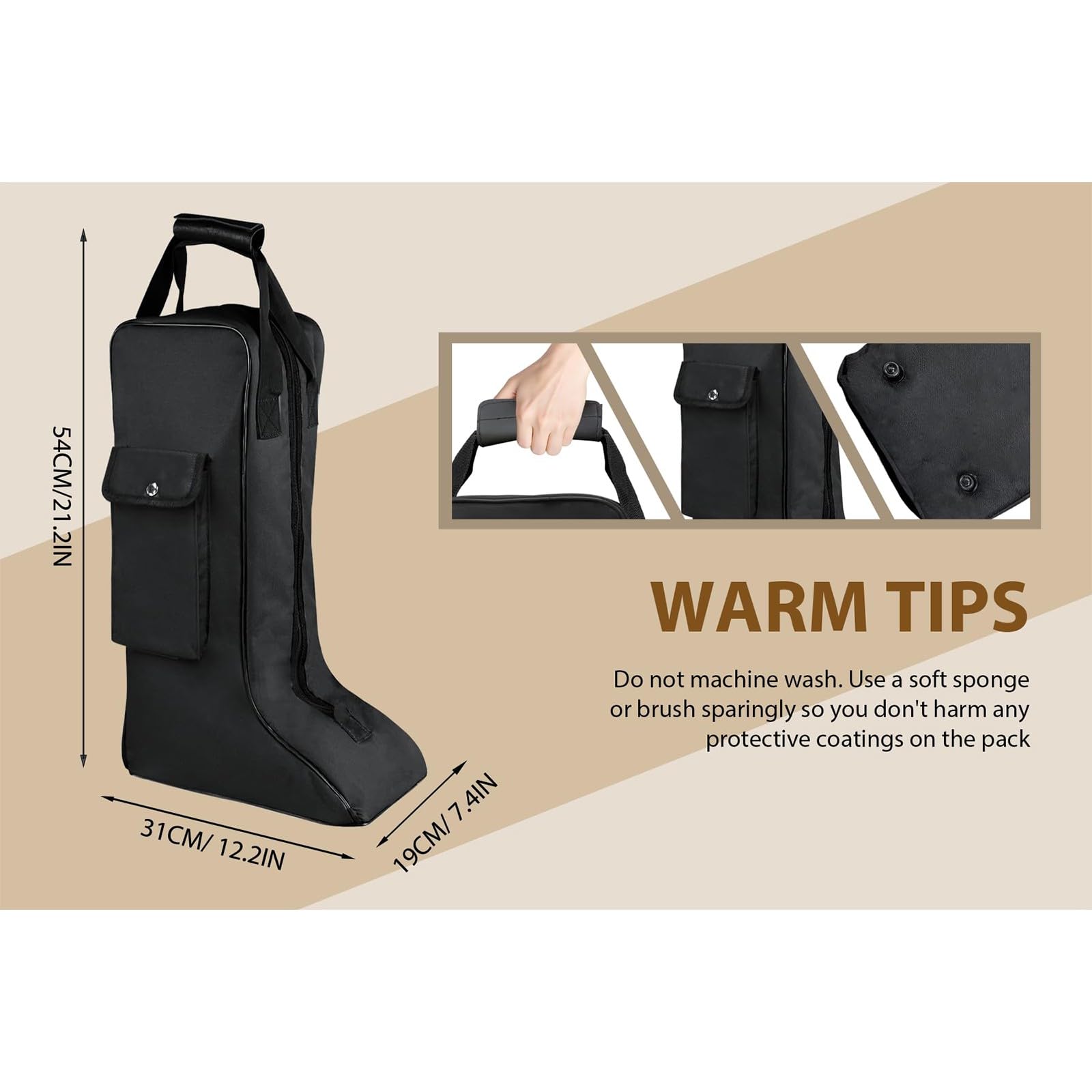 Bolsa de almacenamiento portátil de tela Oxford para botas de equitación para protección y fácil limpieza durante viajes y desplazamientos