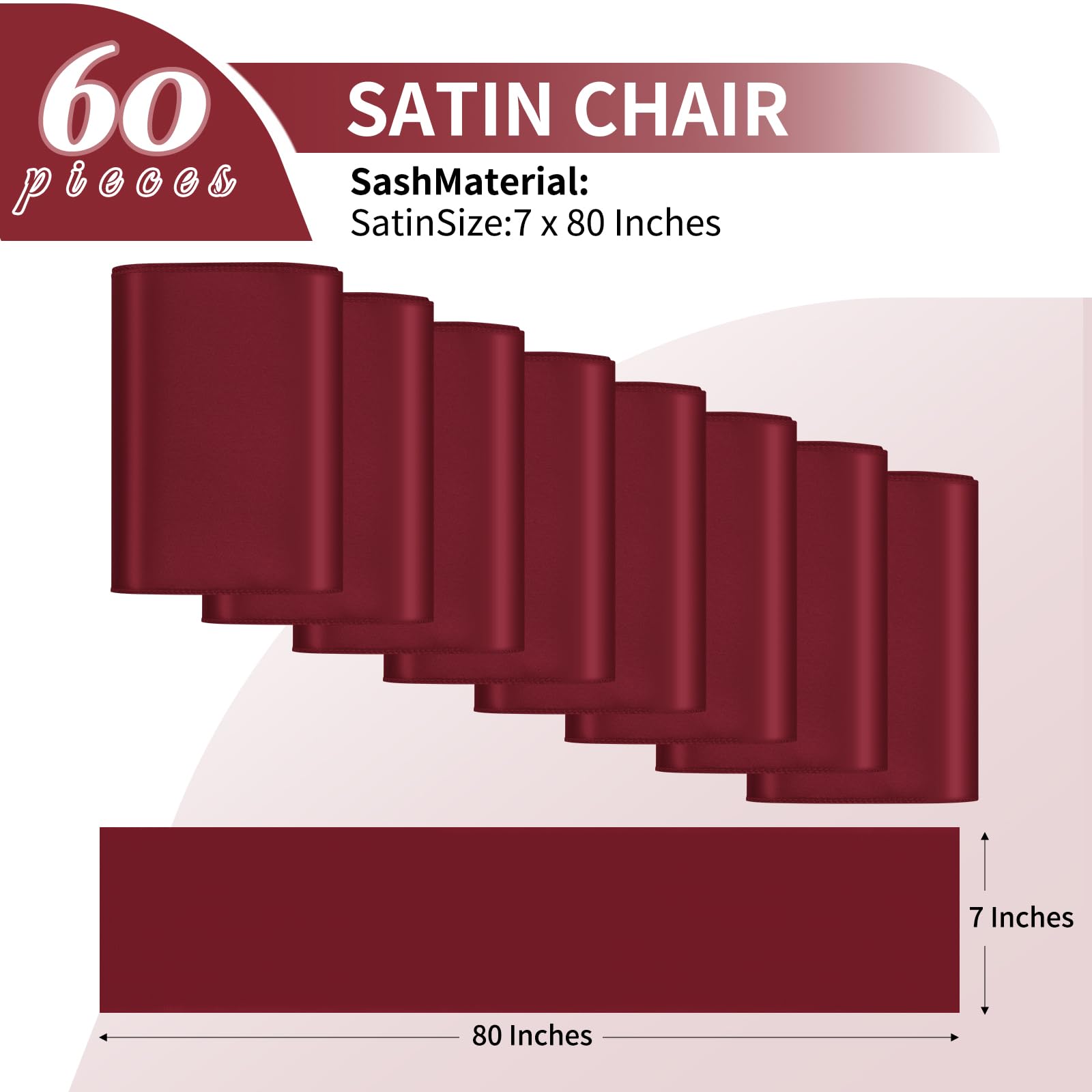 Teruntrue Lot de 60 nœuds universels en satin pour housse de chaise Bordeaux 17 x 200 cm