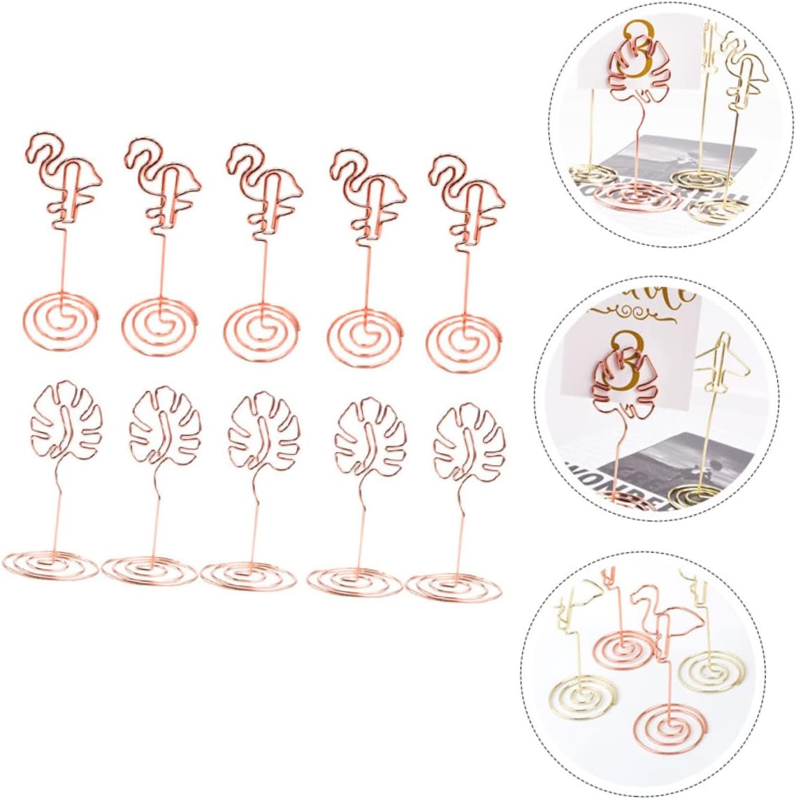 1Set Hawaiian Style Photo Clips Memo Holders with Flamingo Monstera Design for Weddings Birthday Parties Table Decorations and Centerpieces