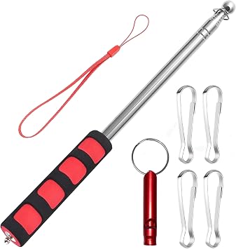 Flag Pole 2.5 m Flag Pole Flagpole with 4 Clips Hooks Red