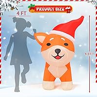 Vista 5 de COMIN - Inflables de Navidad de 1.2 m para decoración al aire libre, perro inflable con luces LED integradas para Navidad, decoración de patio