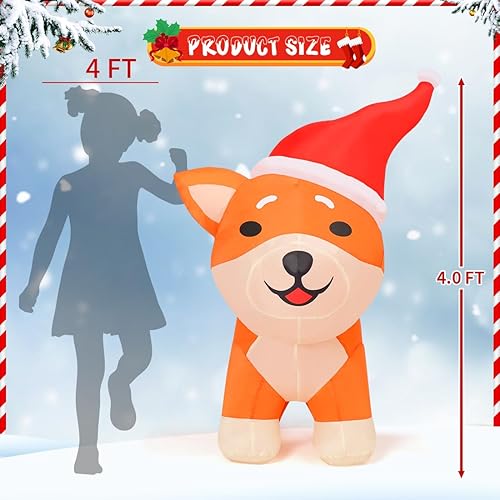 Miniatura 5 de COMIN - Inflables de Navidad de 1.2 m para decoración al aire libre, perro inflable con luces LED integradas para Navidad, decoración de patio,