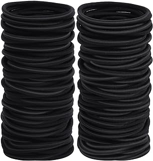 100pcs Womens Elastics Hair Tie, 4MM Black Ponytail Holders Hair Bands, ...