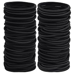 100pcs Womens Elastics Hair Tie 4MM Black Ponytail Holders Hair Bands 2 Inch in Diameter Elastic Band for
