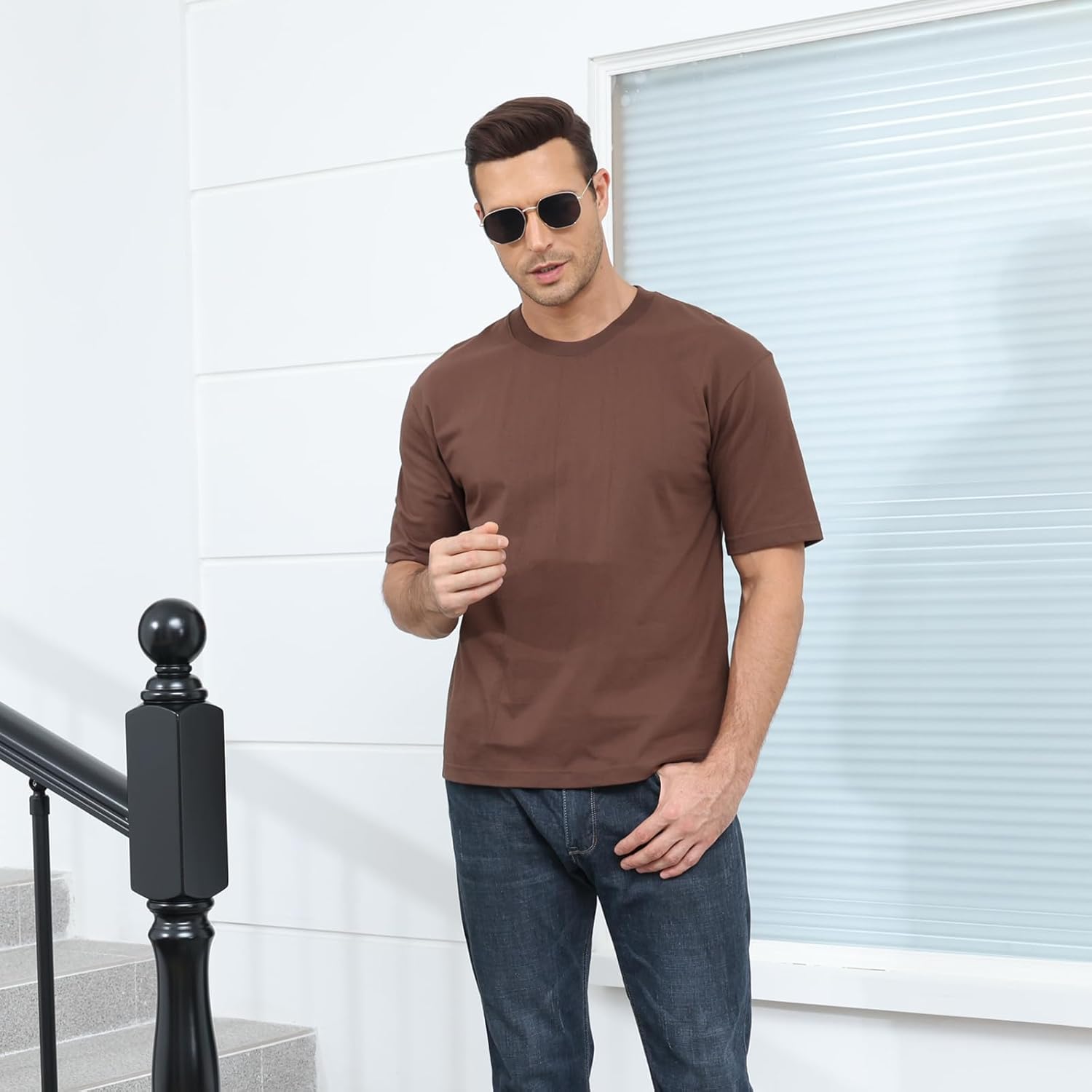 Men's Fashion Oversized T-Shirts Short Sleeve Basic Cotton Crew Neck Loose Fit Athletic Tees Tops - Image 3