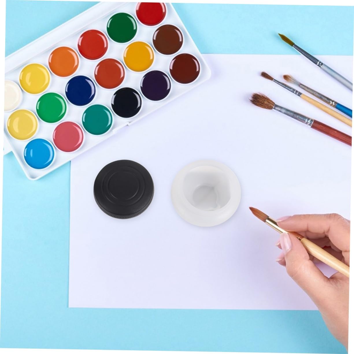 VILLCASE 6pcs Dipper Oil Painting Palette Secure Lid Lightweight Artist Cup for Brush Cleaning Essential Painting Tool for Oil and Watercolor Artists