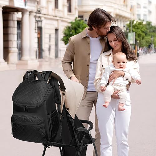 Miniatura 6 de LOVEVOOK Mochila para pañales Bolsa de bebé de gran capacidad con cambiador portátil, mochila de viaje para bebés multifunción