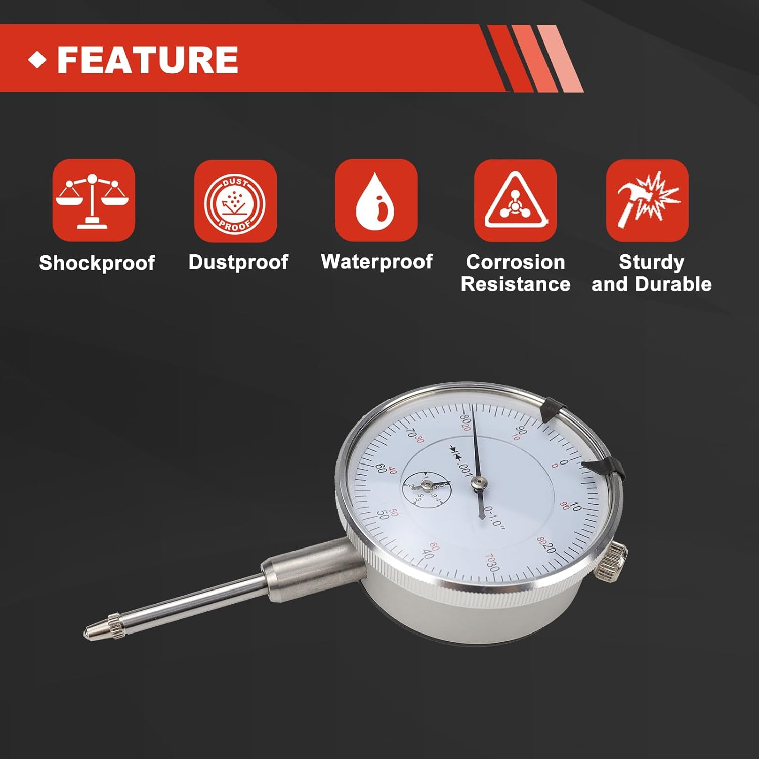 6434 Sleeve Height and Counter Bore Gauge for All Diesel Engines, Compact and Versatile Cylinder Bore Gauge Range: 0-1.00" Graduation: 0.001" Reading: 0-100 Portable Case Included