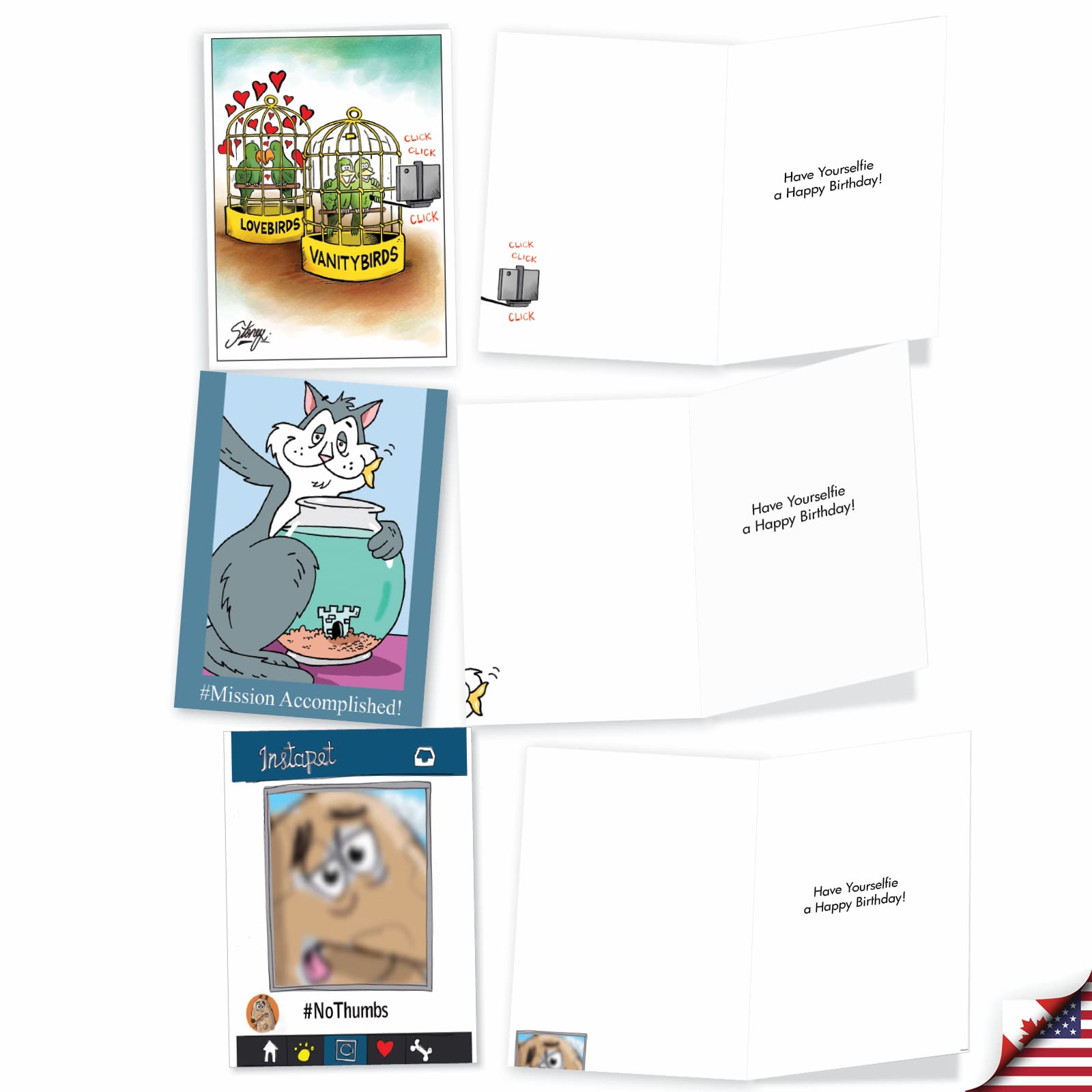 NobleWorks - 10 Funny Birthday Cards Boxed - Assorted Humor Photos, Cartoons, Bulk Bday Greeting Cards With Envelopes - Shaggy Dogs AC3216BDG-B1x10