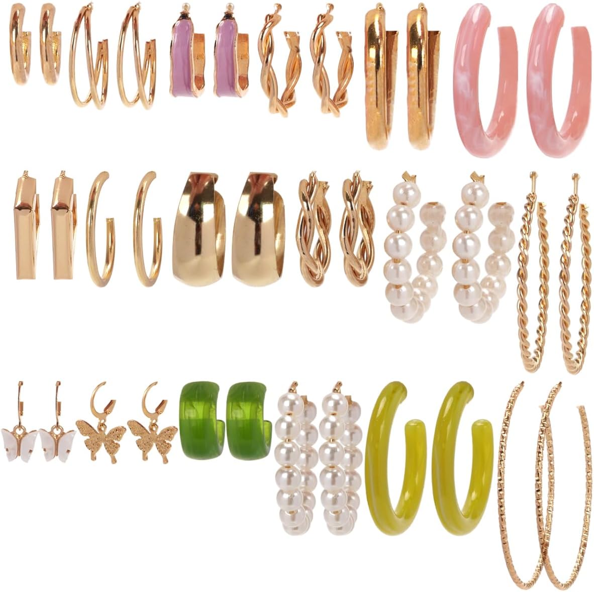 18 Pairs Hoop Earrings for Women|Fashion Stud Earrings for Women|Dangle Earrings for Women