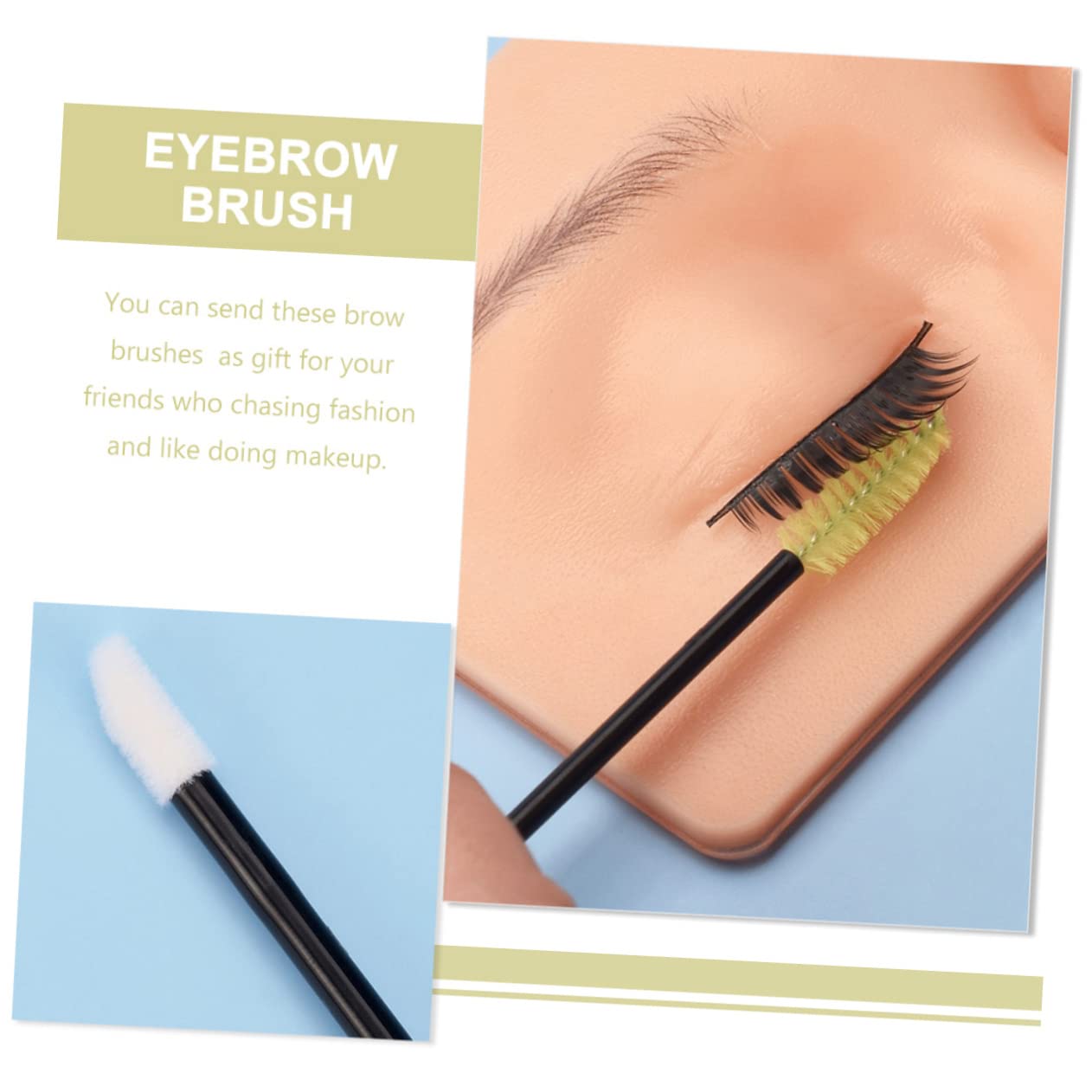 LIFKOME Eyebrow Brush Set 50pcs Spoolies for Eyebrows Lash Brush Makeup Tool for Extensions Fast Easy Application Skin Safe