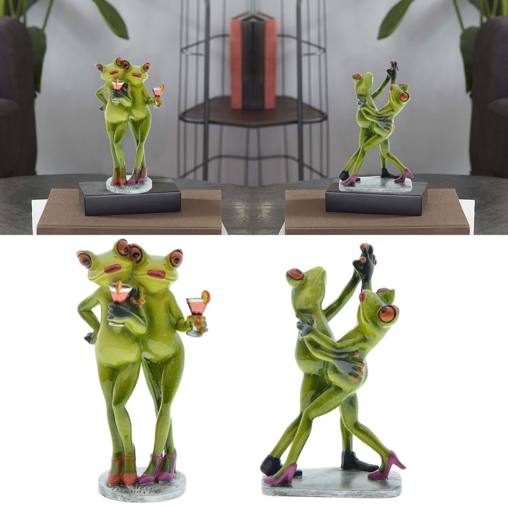 Figura creativa de rana en 3D, figura de rana bailando, adorno de resina para decoración de escritorio en el hogar, oficina