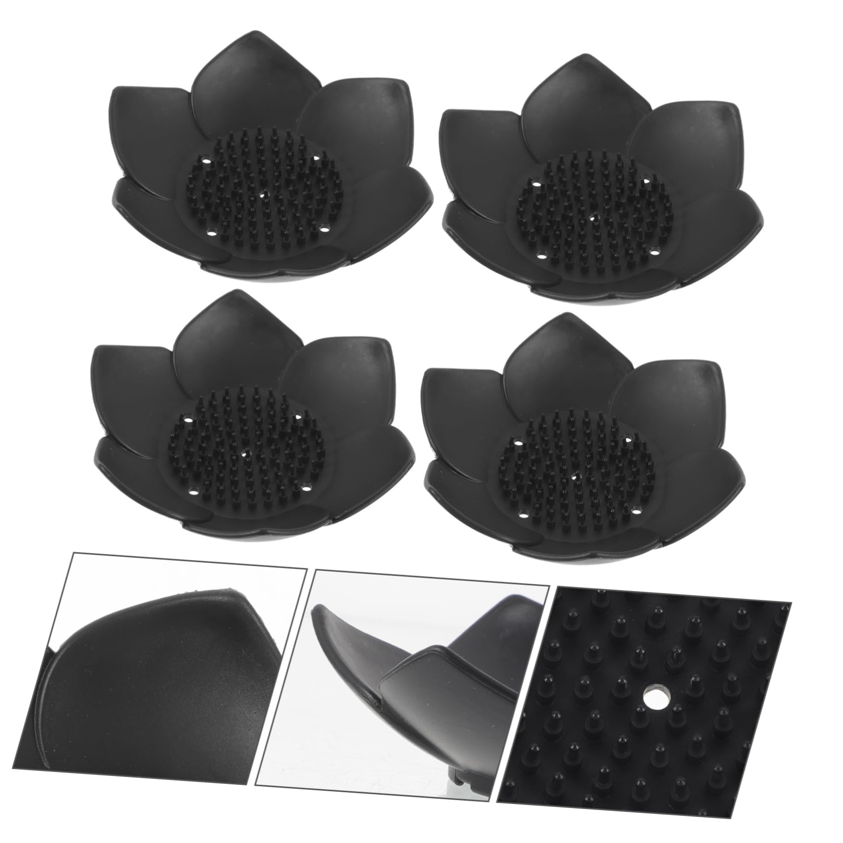 Cabilock Jabonera De Silicona con Drenaje Soporte De Jabón Portátil para Baño Encimera Y Viaje Diseño Antideslizante Y De Limpiar Color Negro 4 Piezas X 5