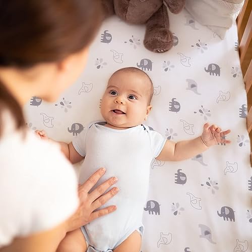 Miniatura 5 de JISEN Juego de ropa de cama para cuna de bebé de 4 piezas para niñas y niños, juego de edredón suave para cuna con edredón, sábana, funda de