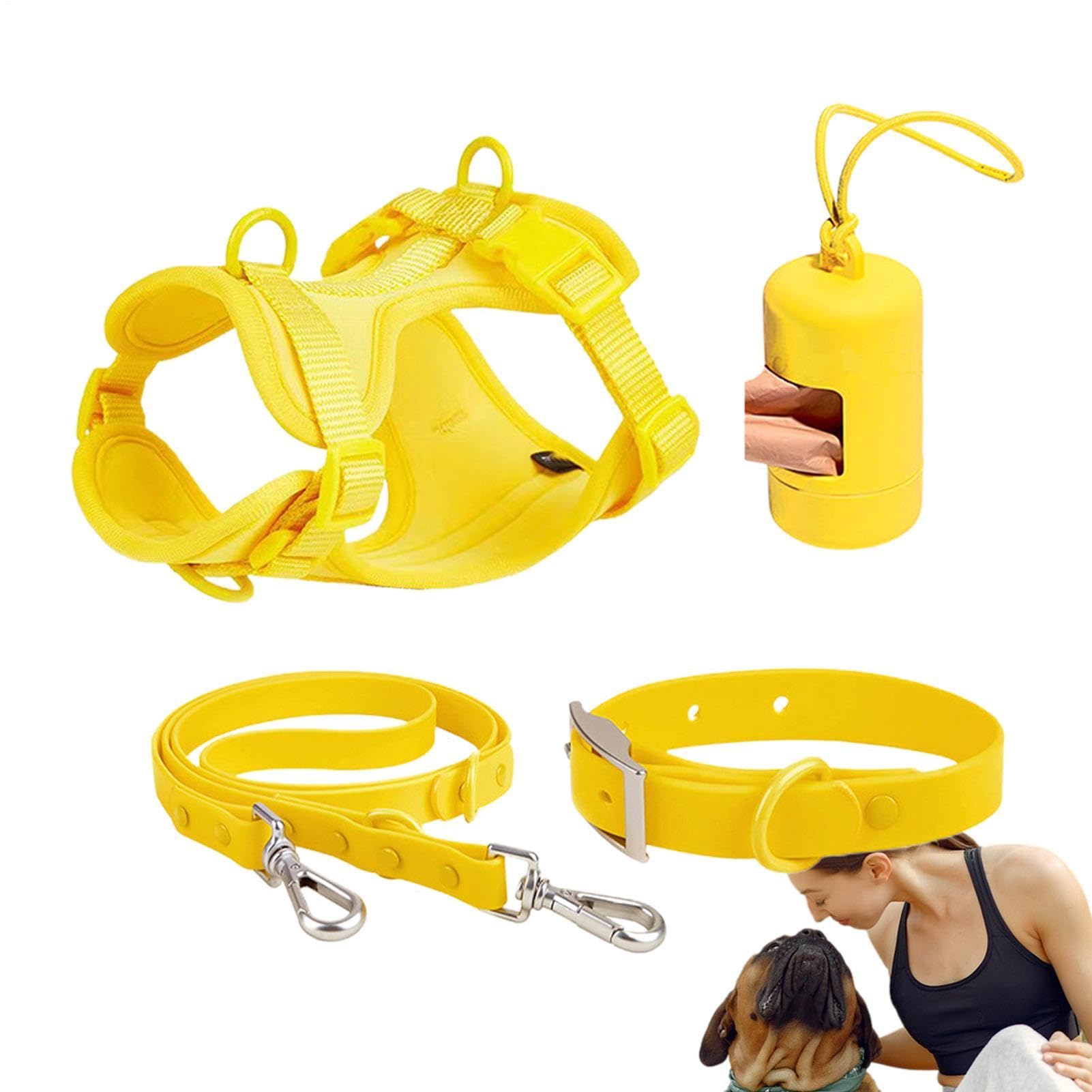 Hundeleinen-Set, Hundegeschirr-Set Verstellbares Hundehalsband | Kleines Haustiergeschirr-Set aus Halsband und Leine, verstellbare Hundewestengeschirre ohne Zug mit Kotbeutelhalter