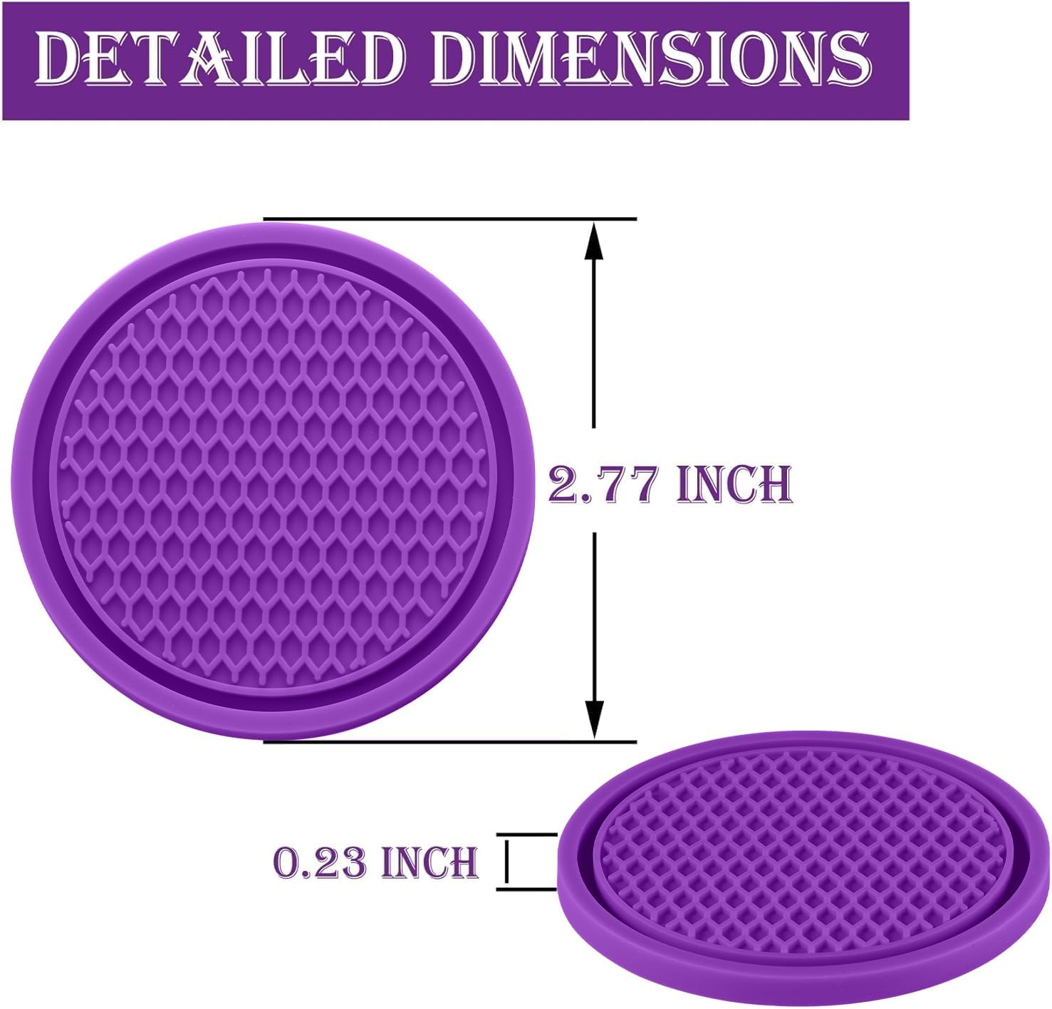 SINGARO Car Cup Coaster, 4PCS Universal Non-Slip Cup Holders Embedded in Ornaments Coaster, Car Interior Accessories, Purple