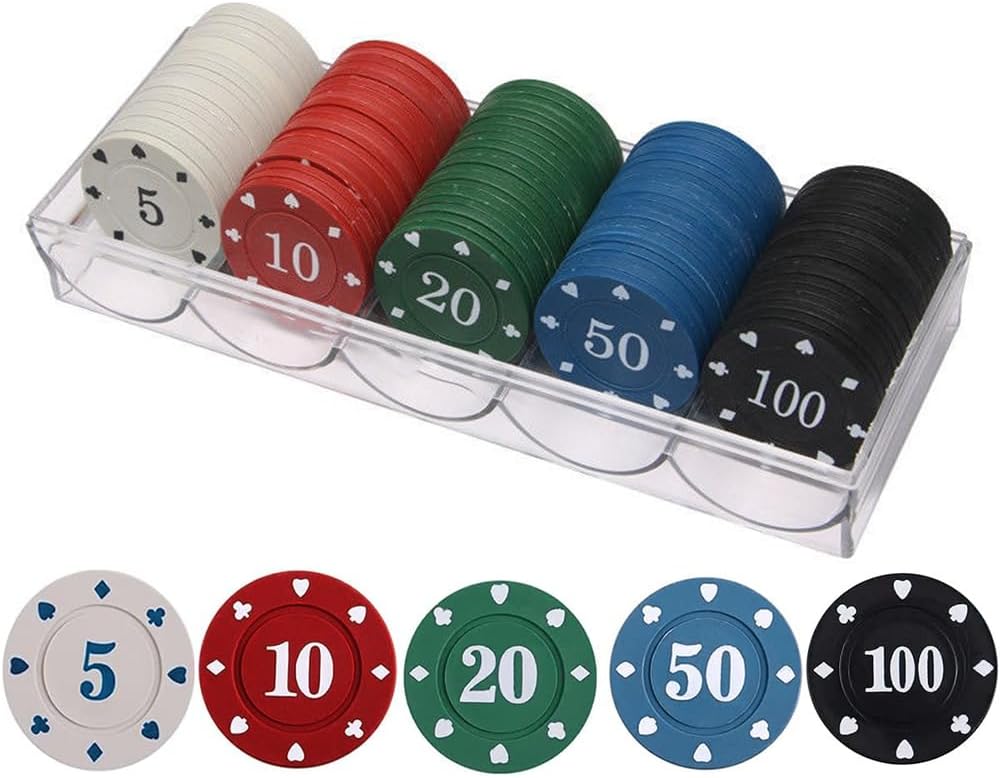Poker Chips Set,Poker Chips with Denominations,Plastic Learning Counters Disks (100PCS)