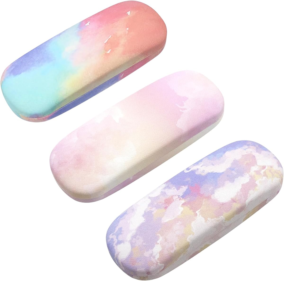 3 Pack Glass Cases Hard Shell, Portable Hard Eyeglasses Case Linen Fabrics Eyeglass Organizations for Women Girls