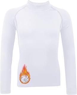 Youth Boys' Compression Shirt Long Sleeve Thermal Undershirt，Fleece Base Layer Athletic for Baseball, Football