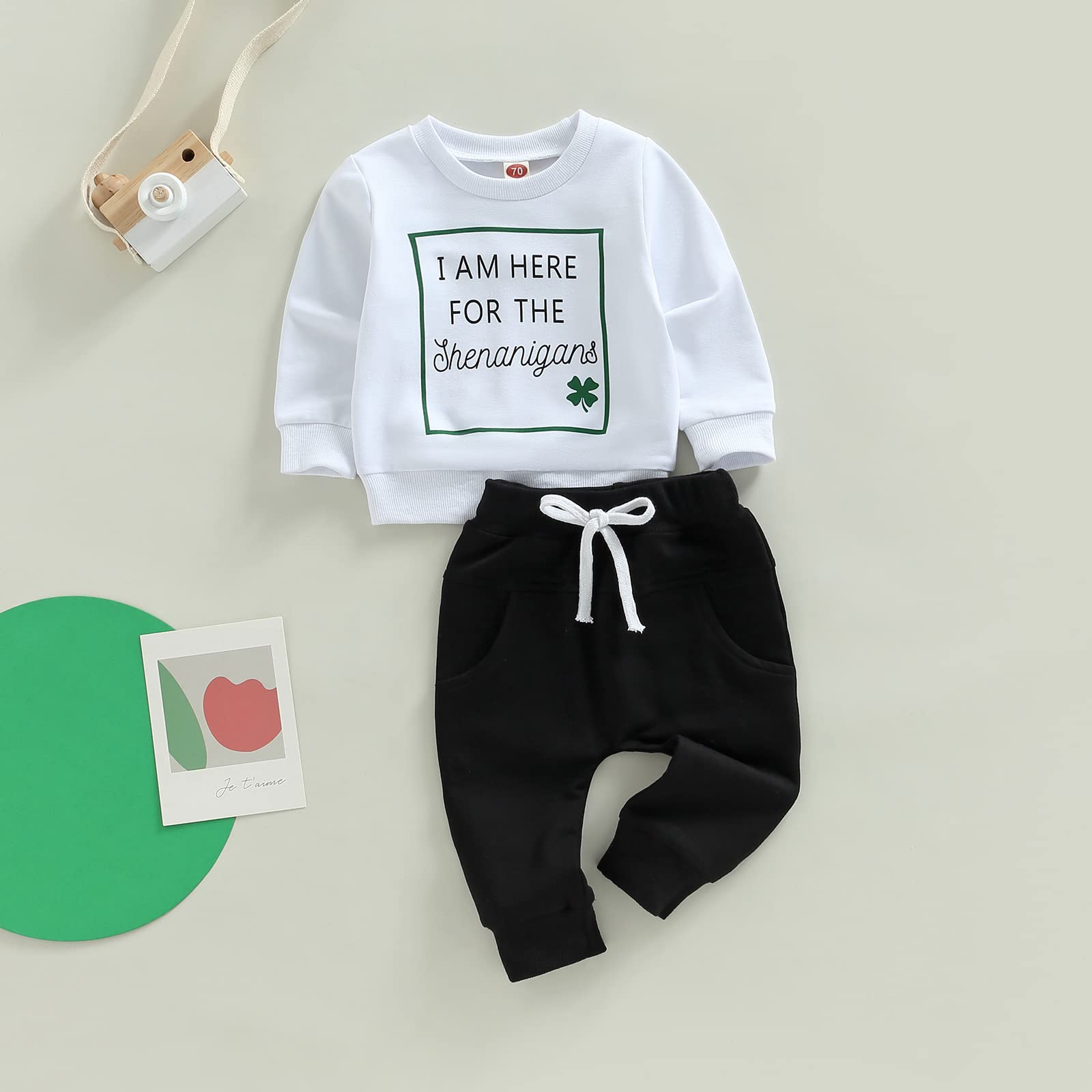 kacubwyy Toddler Baby Boy St. Patrick's Day Clothes Pull On Sweatshirt Elastic Waist Pants 2Pcs Spring Winter Outfits