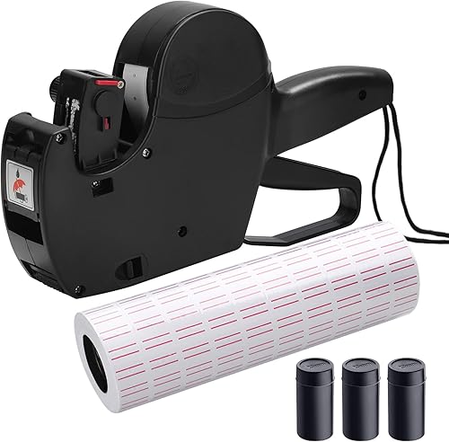 MX-5500 Pistola de precio de 8 dígitos con 5000 etiquetas adhesivas blancas y 3 tintas adicionales, pistola de precios para marcado de tiendas de