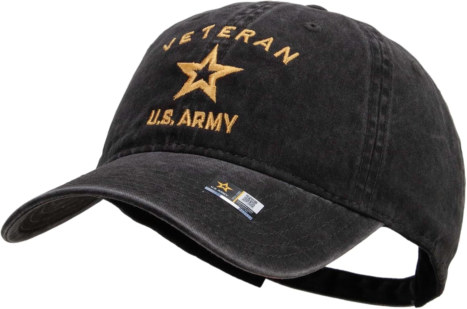 e4Hats.com U.S. Army Veteran Military Embroidered Washed Solid Pigment Dyed Cotton Twill Brass Buckle Cap - Image 2
